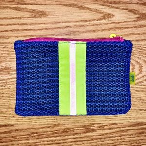 cobalt blue + neon green IPSY makeup bag